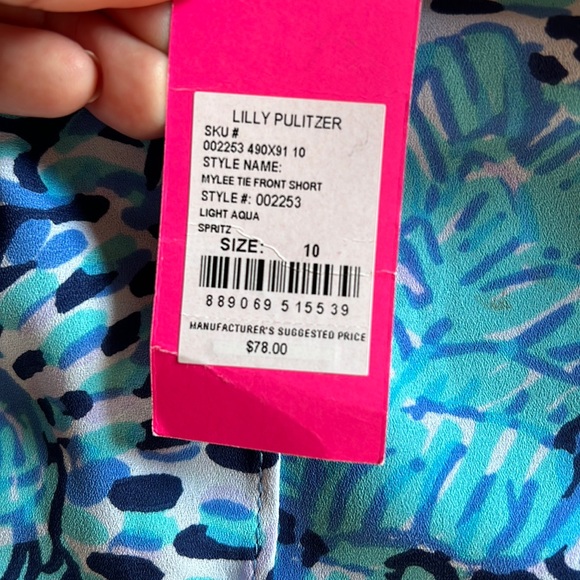 NWT Lilly Lulitzer Mylee Tie Front Short in light aqua spritz - Picture 2 of 6